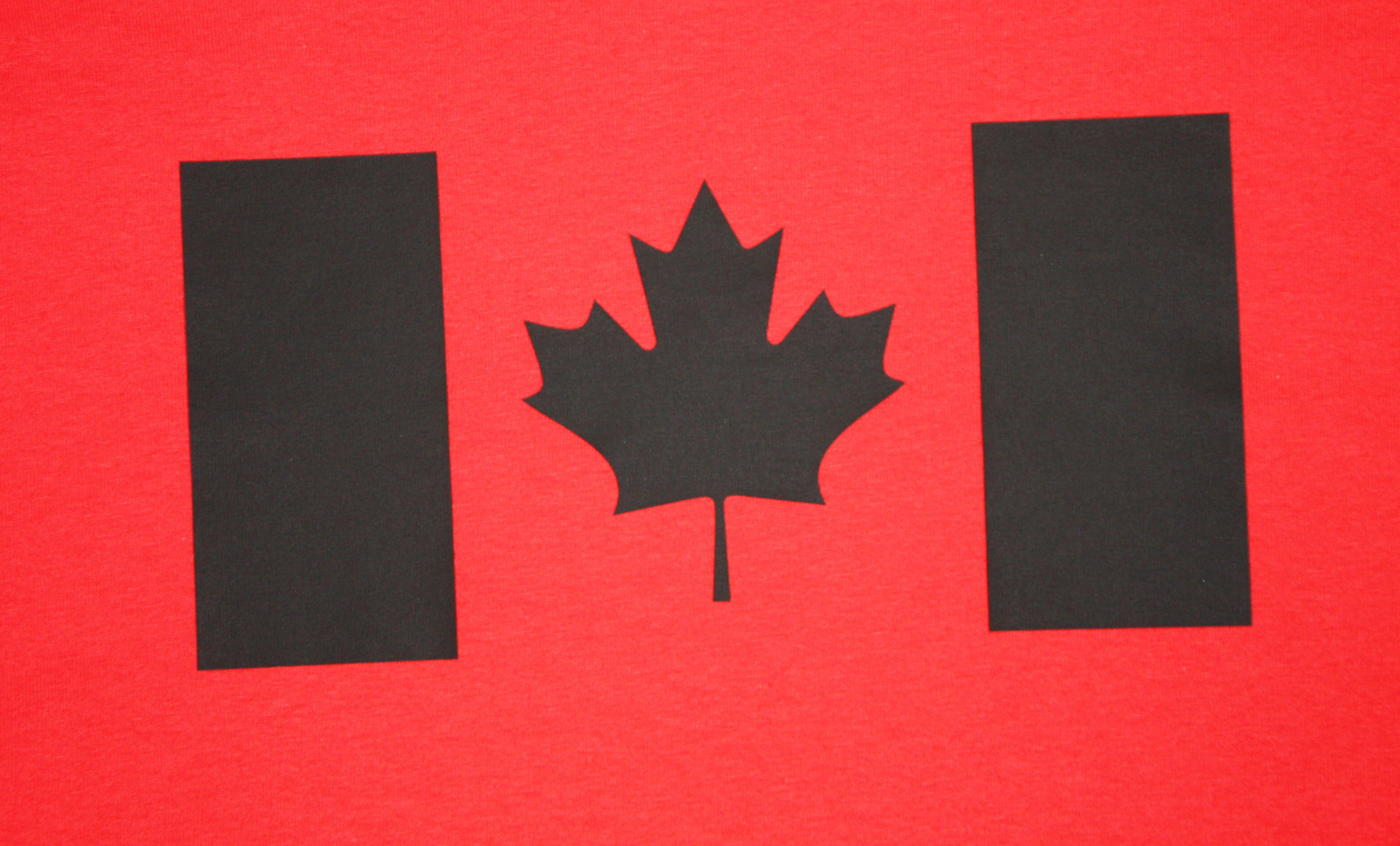 Black Canadian Flag on Red T-Shirt 