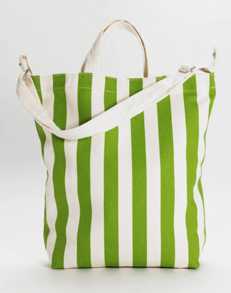 Baggu Horizontal Zip Duck Bag - Green Awning Stripe