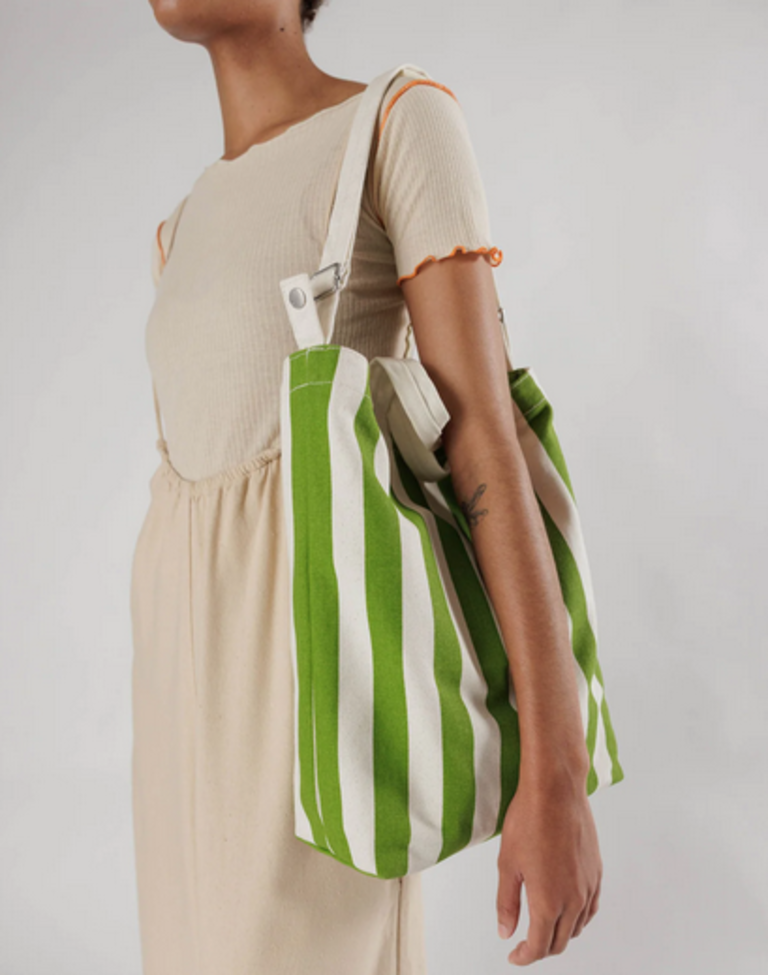 Baggu Horizontal Zip Duck Bag - Green Awning Stripe