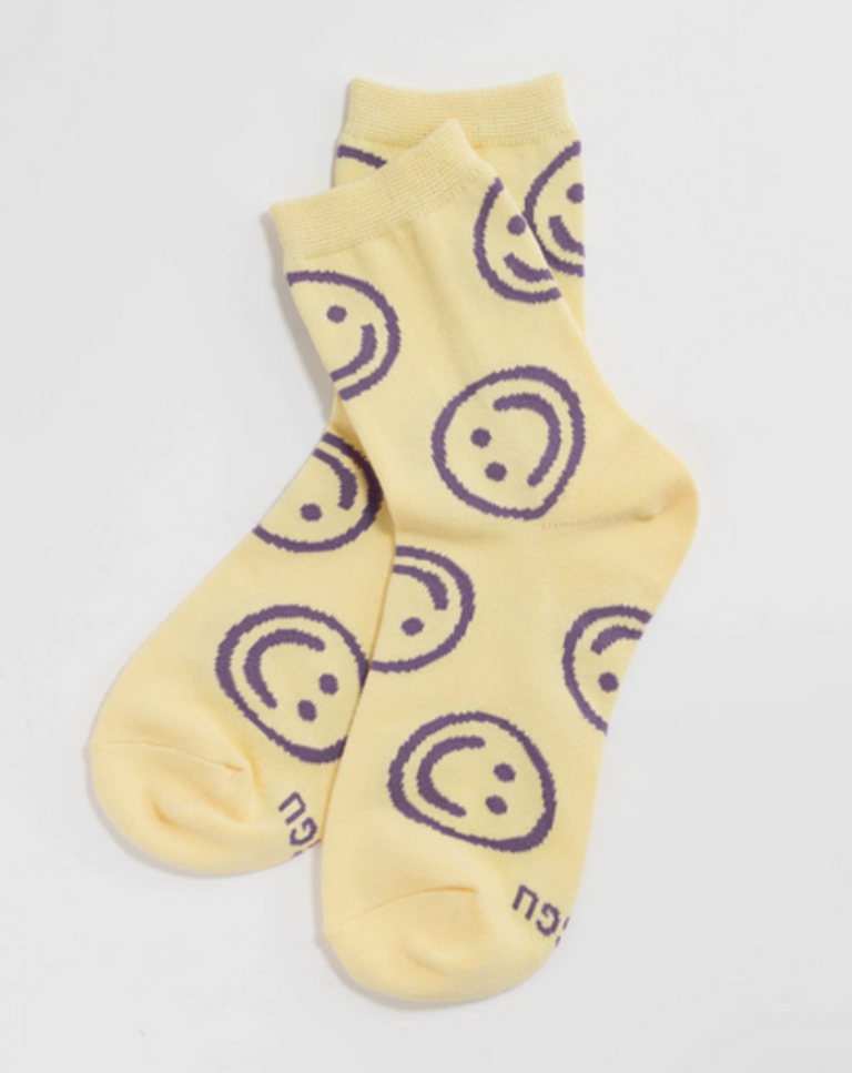 Baggu Crew Socks - Butter Happy