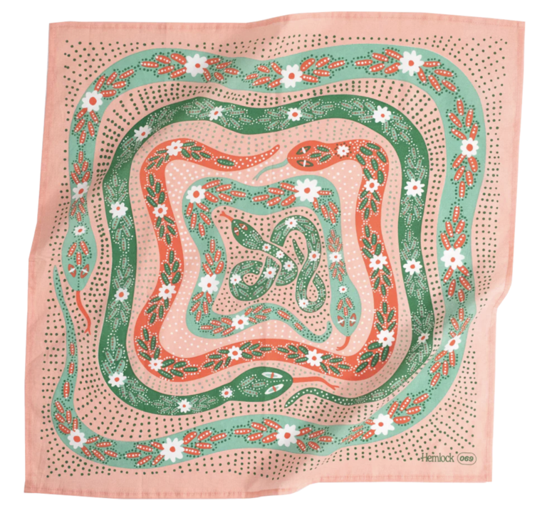 Hemlock Goods No. 069 Snakes Pink Bandana