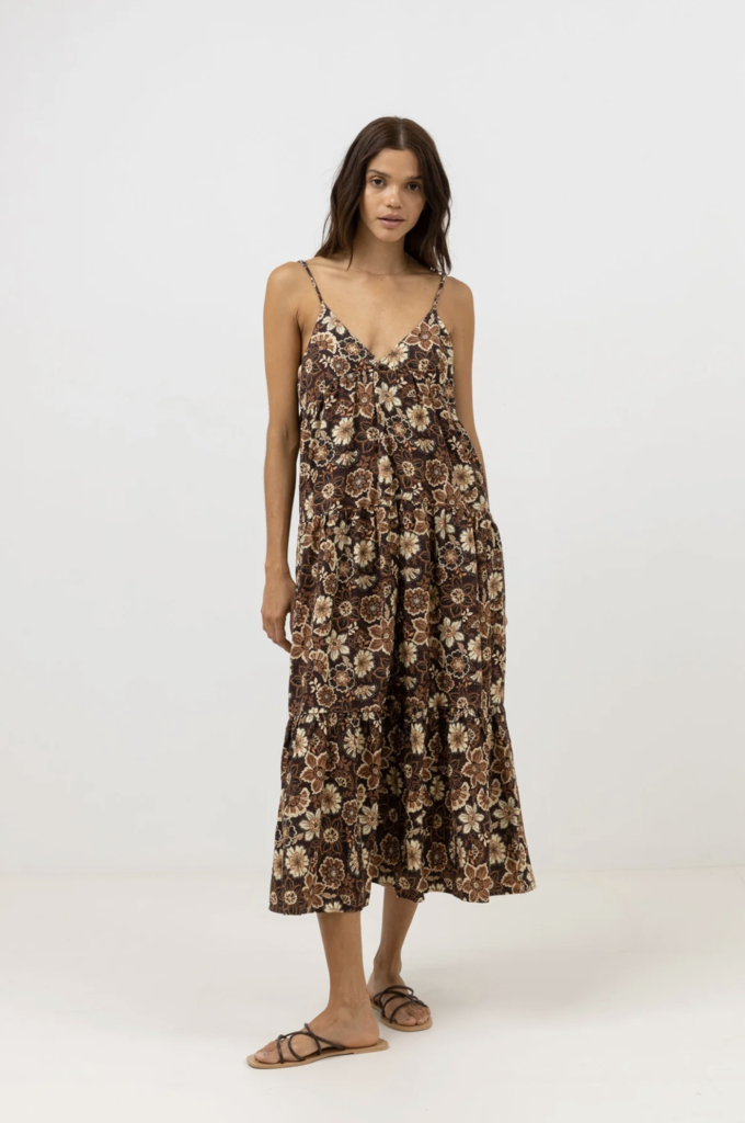 Rhythm Cantabria Floral Tiered Midi Dress