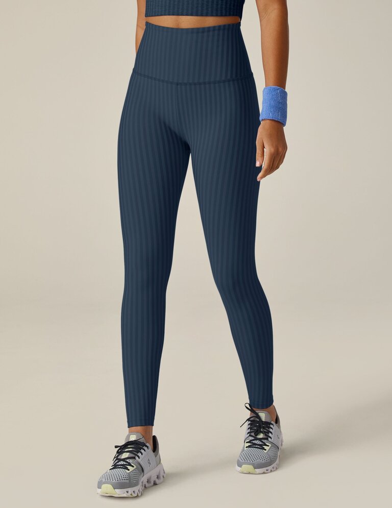 Beyond Yoga Striped Jacquard Caught in the Midi High Waisted Legging