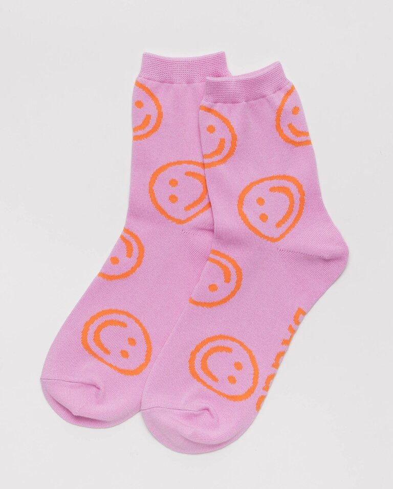 Baggu Crew Socks - Peony Happy