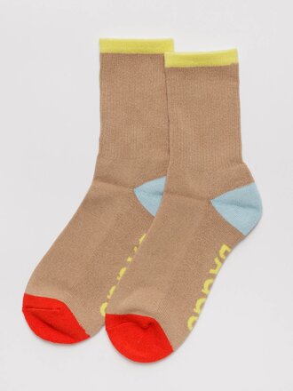 Baggu Ribbed Sock - Beige Mix Large