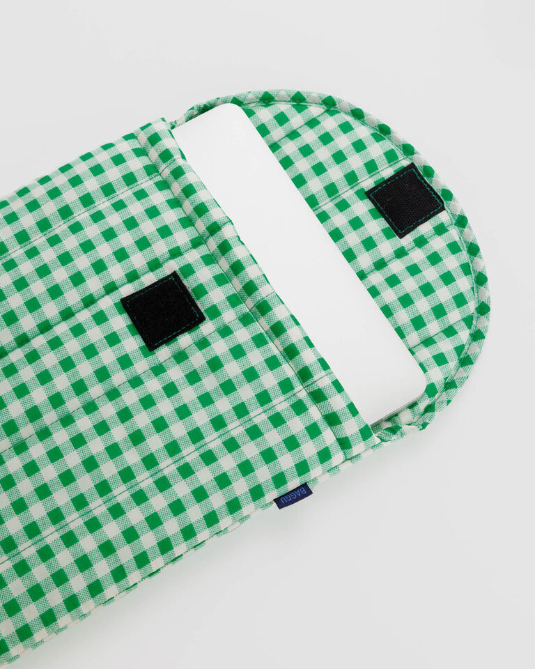 Baggu Puffy Laptop Sleeve 13"/14" - Green Gingham