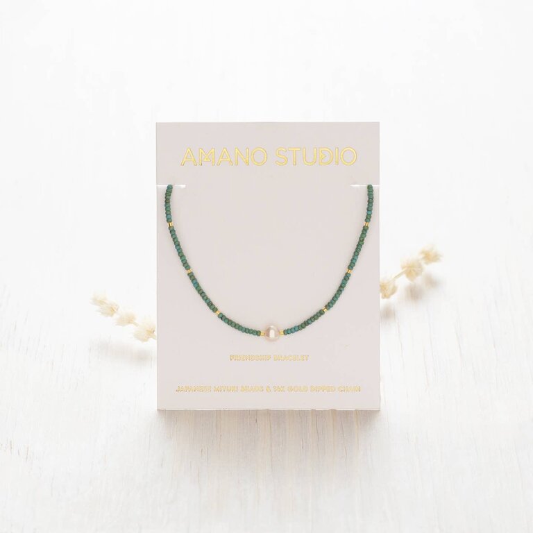 Amano Studio Jewelry Pearl Miyuki Bead Friendship Bracelet - Blue Picasso