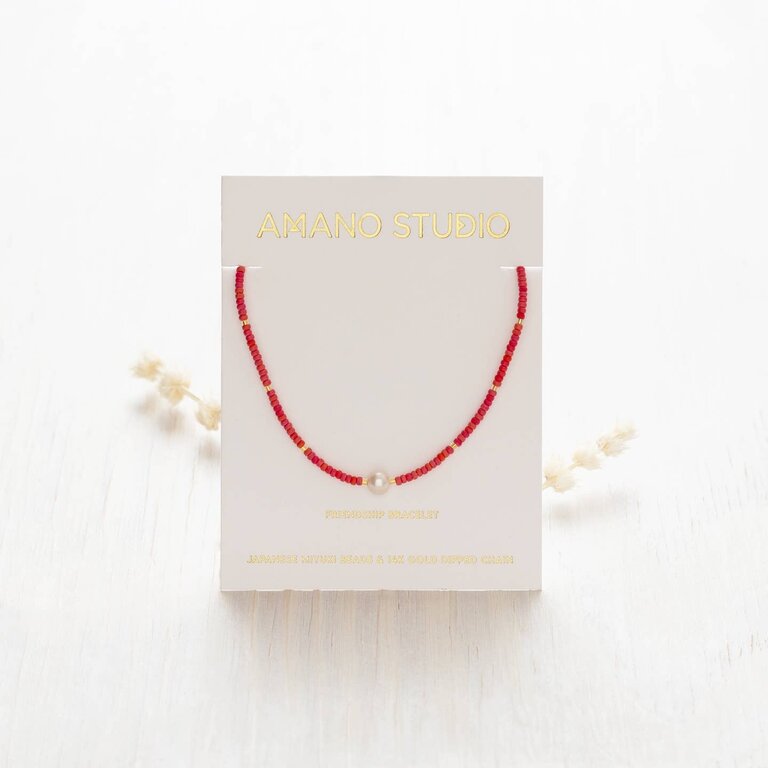 Amano Studio Jewelry Pearl Miyuki Bead Friendship Bracelet - Rainbow Coral