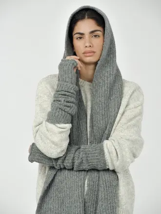 Paper Label Rib Arm Warmer - Stone Mix