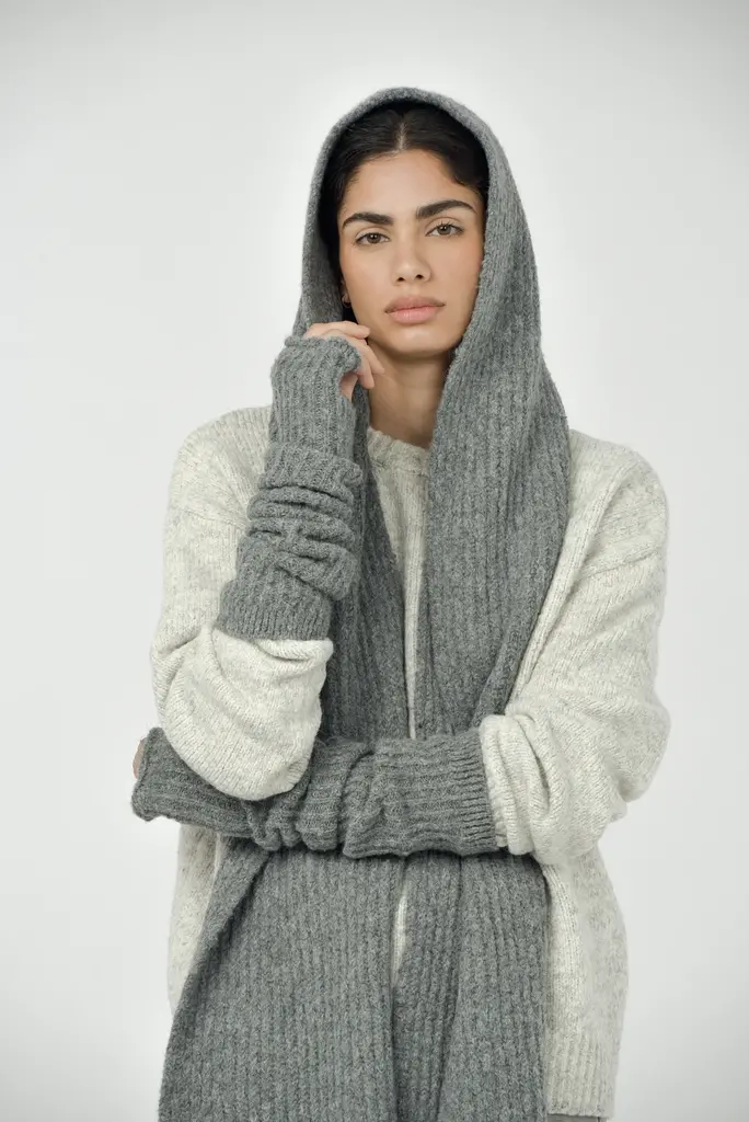 Paper Label Rib Arm Warmer - Stone Mix