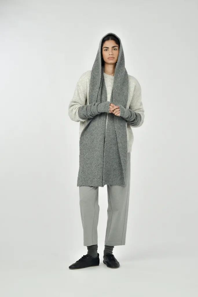 Paper Label Rib Arm Warmer - Stone Mix