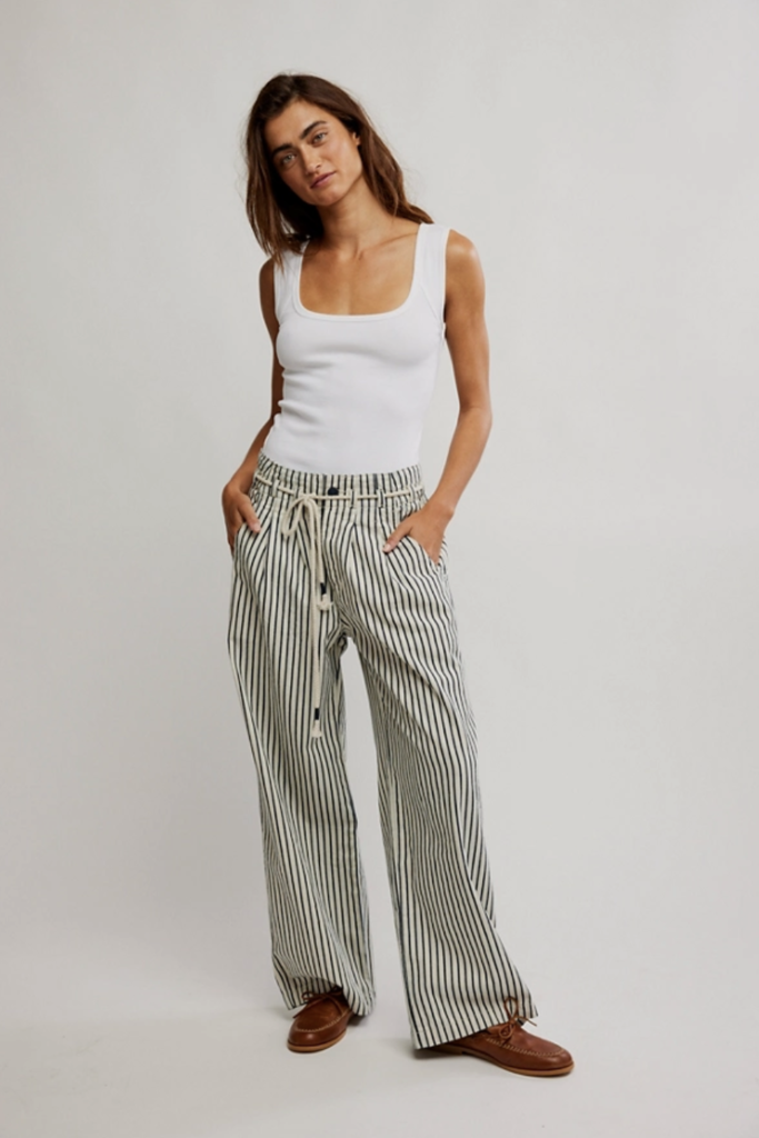 Free People Dakota Cinched Railroad Pull-On Jeans