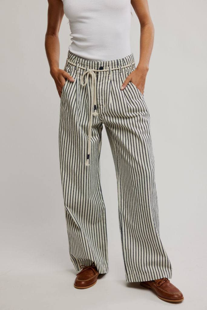 Free People Dakota Cinched Railroad Pull-On Jeans