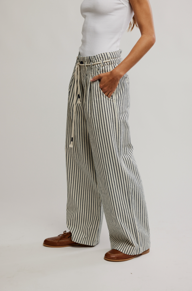 Free People Dakota Cinched Railroad Pull-On Jeans