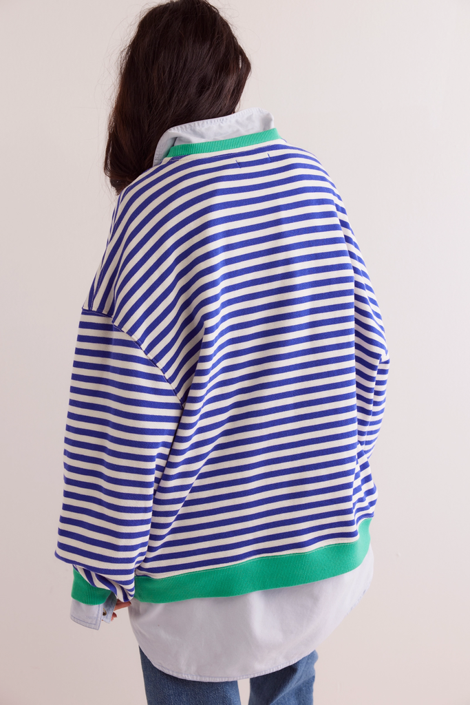 Free People Classic Striped Oversized Crew