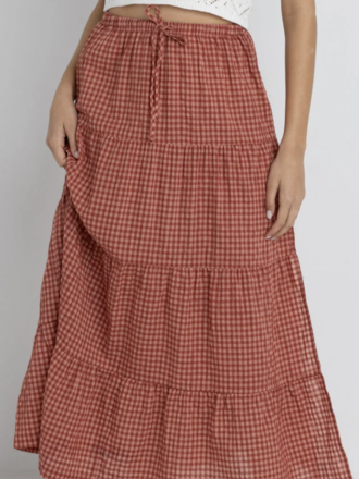 Rhythm Lola Check Tiered Maxi Skirt