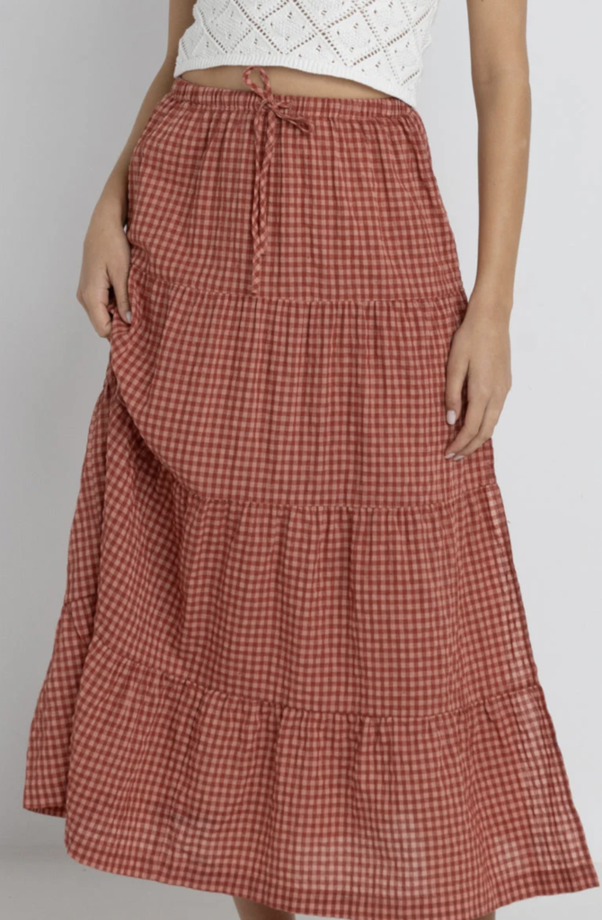 Rhythm Lola Check Tiered Maxi Skirt
