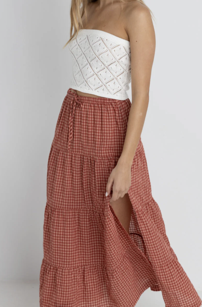 Rhythm Lola Check Tiered Maxi Skirt