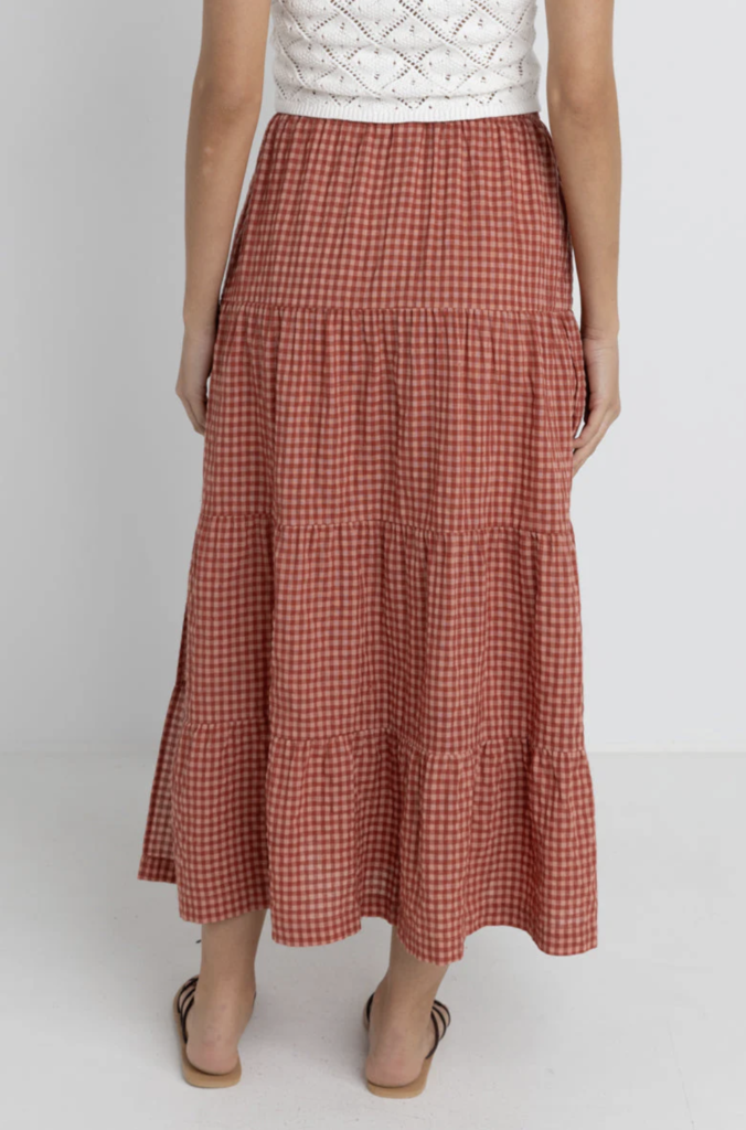 Rhythm Lola Check Tiered Maxi Skirt