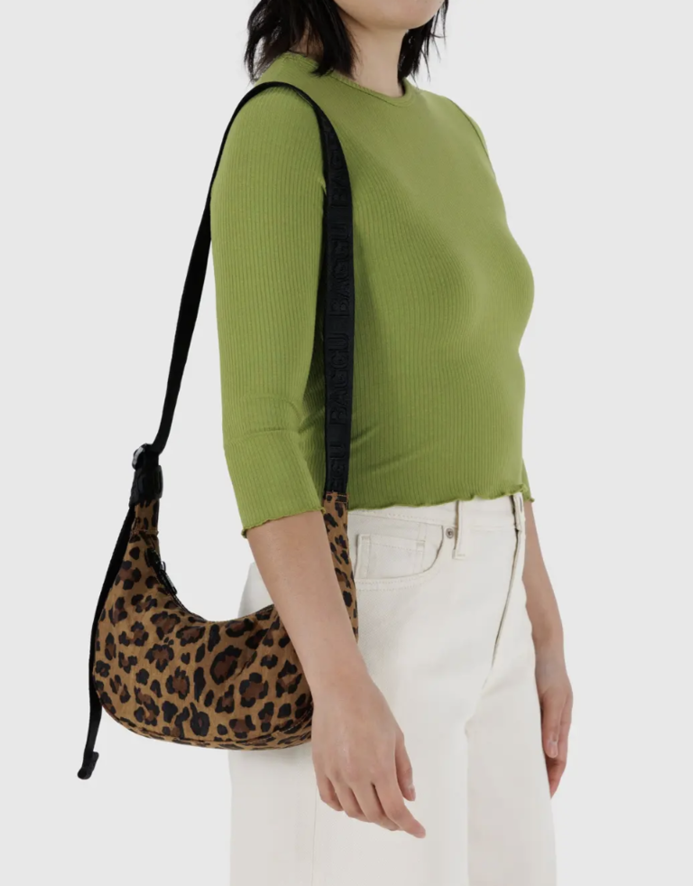 Baggu Small Nylon Crescent Bag - Leopard