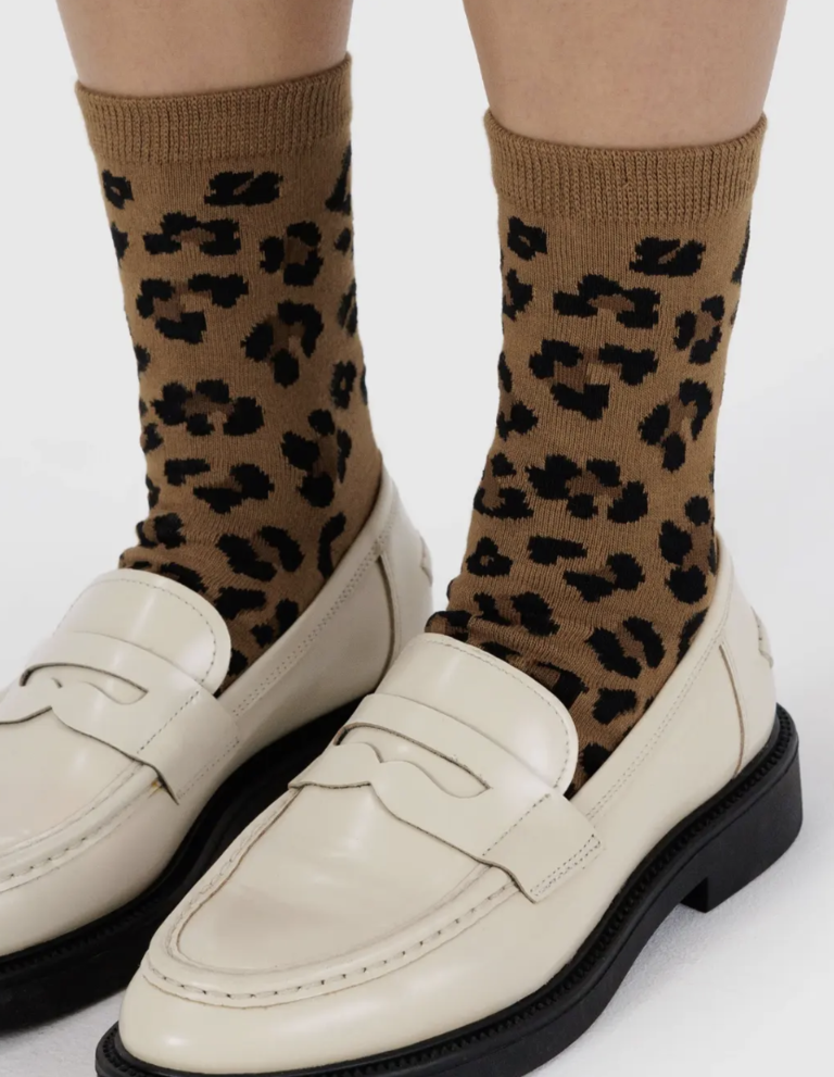 Baggu Crew Sock - Dark Leopard