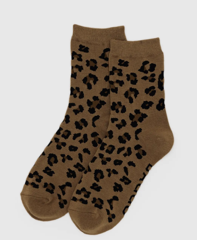 Baggu Crew Sock - Dark Leopard