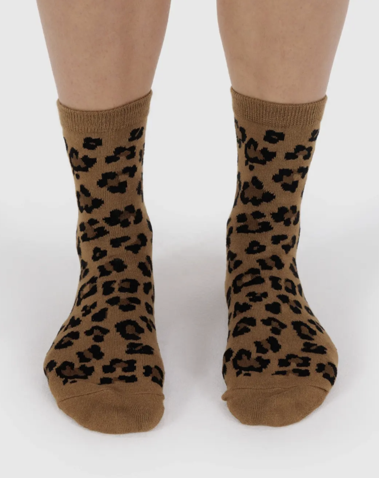 Baggu Crew Sock - Dark Leopard