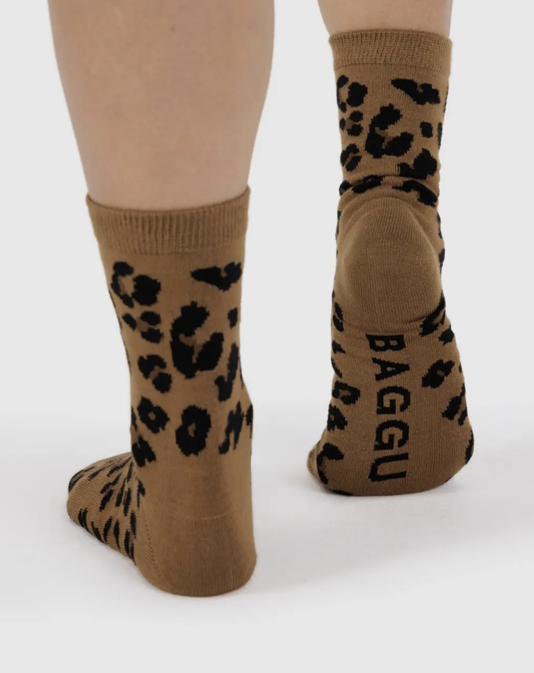 Baggu Crew Sock - Dark Leopard