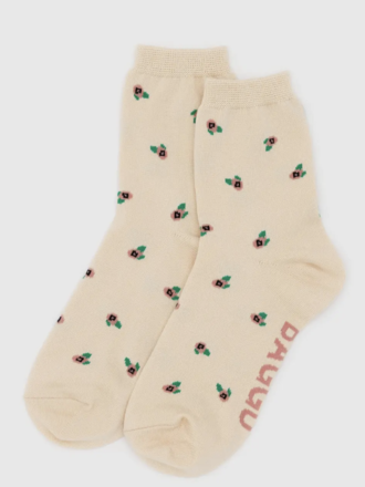 Baggu Crew Sock - Cream Rosette Baggu Crew Sock - Cream Rosette