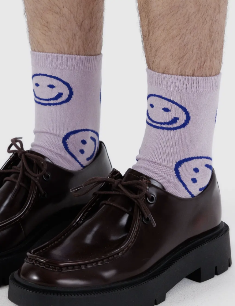 Baggu Crew Sock - Dusty Pink Happy