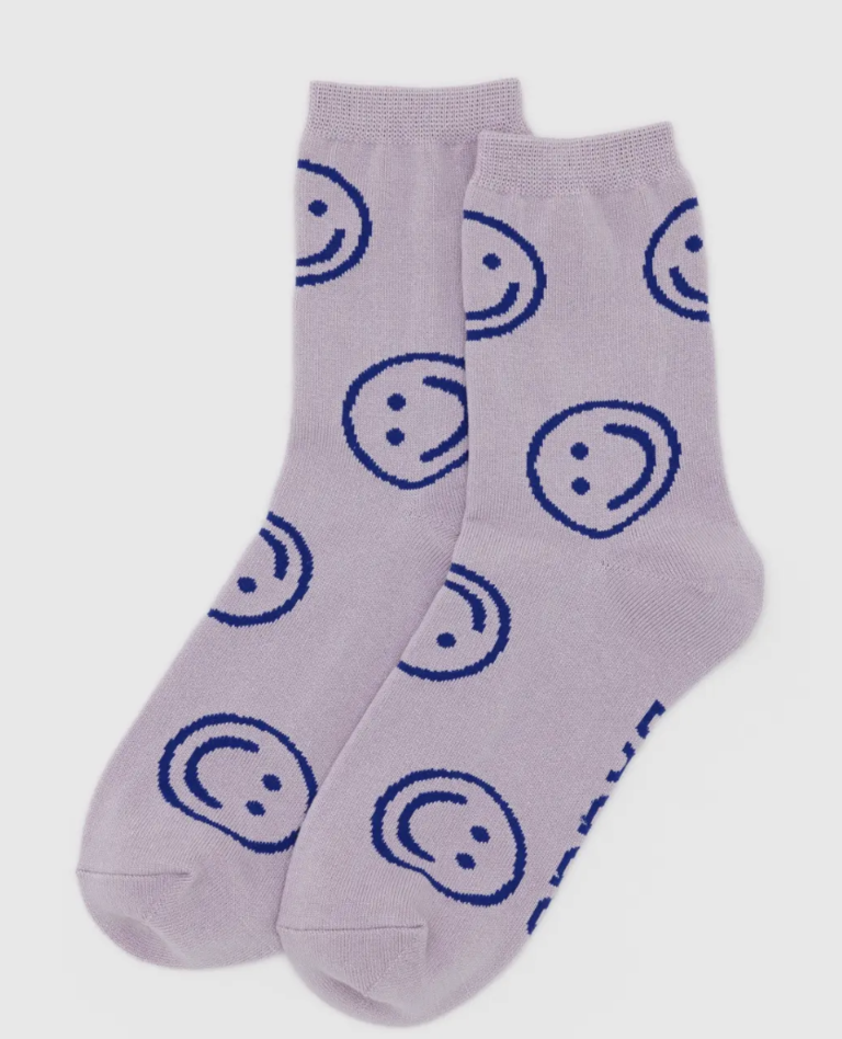Baggu Crew Sock - Dusty Pink Happy