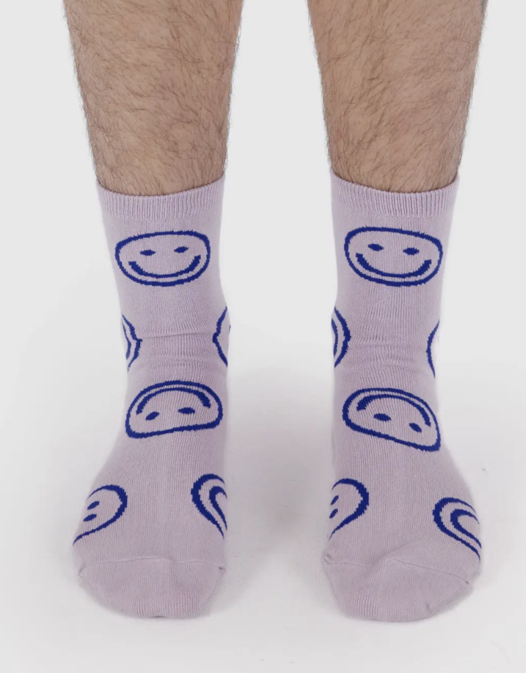 Baggu Crew Sock - Dusty Pink Happy