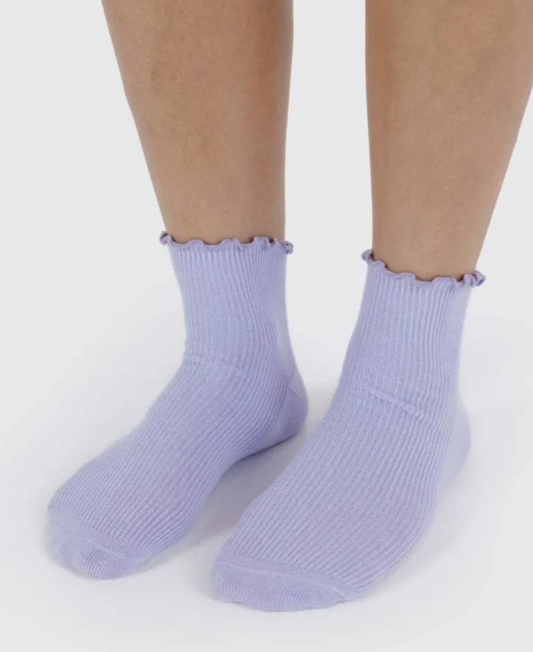 Baggu Lettuce Edge Sock Set of 2 - Lavender & Red