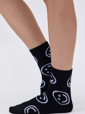 Baggu Crew Sock - Black Happy Baggu Crew Sock - Black Happy