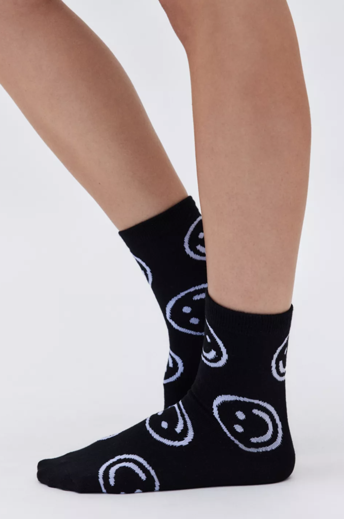 Baggu Crew Sock - Black Happy