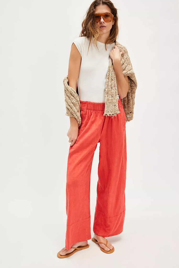 Free People Day's End Linen Pull-On Pants