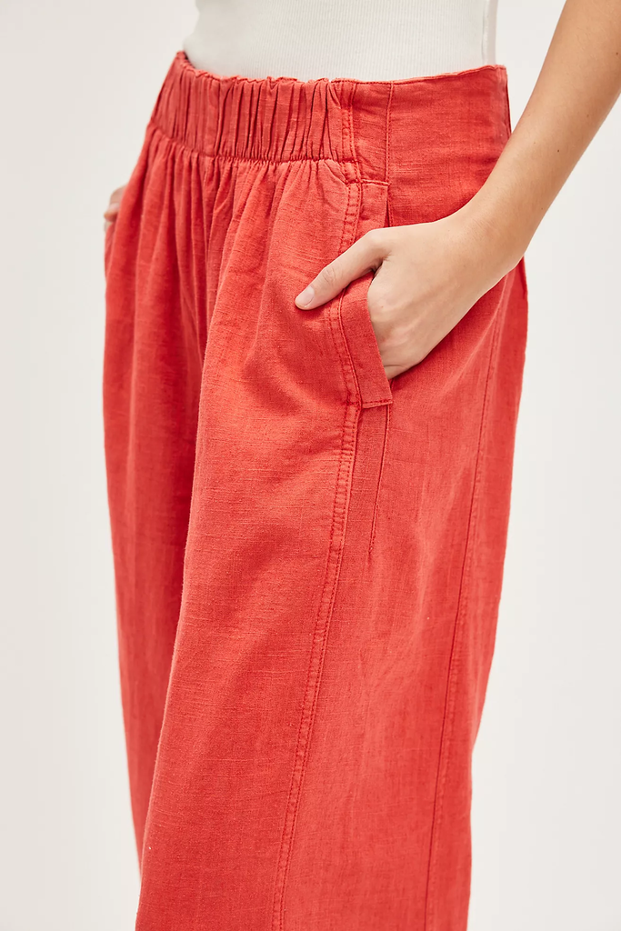 Free People Day's End Linen Pull-On Pants