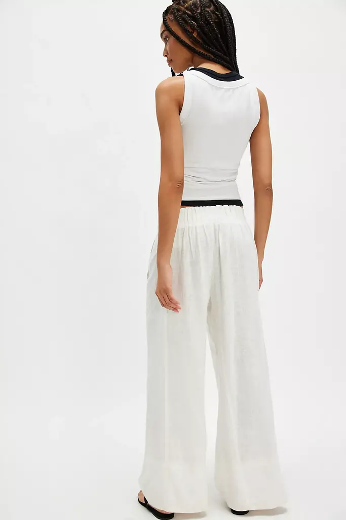 Free People Day's End Linen Pull-On Pants