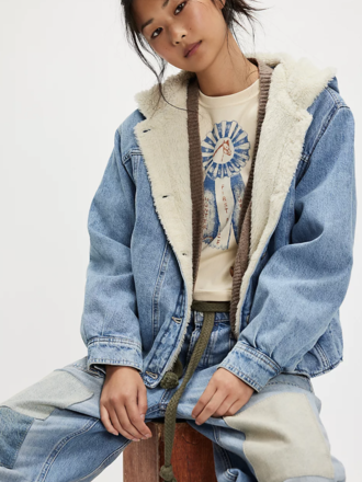 Free People Asher Cozy Denim Jacket