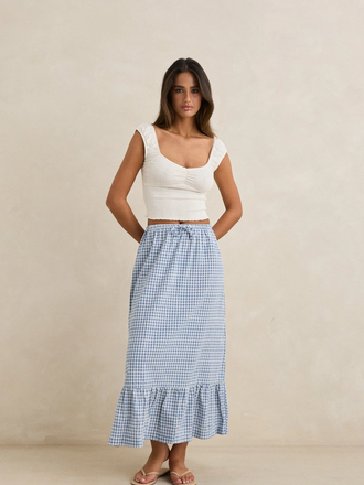 Rhythm Lola Check Tiered Maxi Skirt