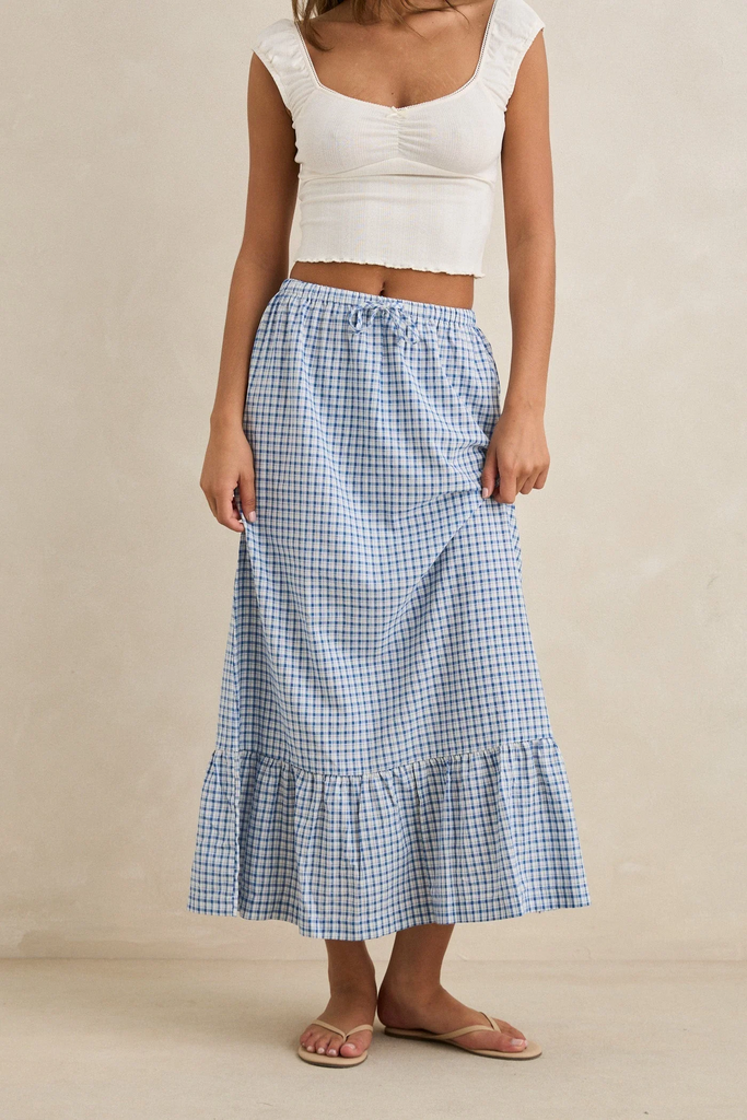 Rhythm Lola Check Tiered Maxi Skirt