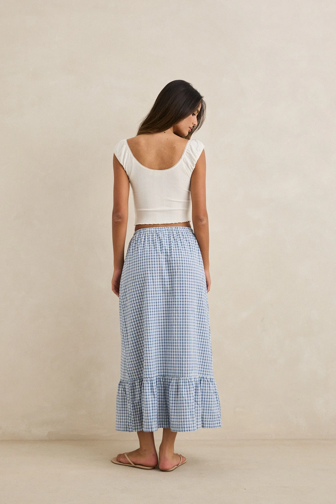 Rhythm Lola Check Tiered Maxi Skirt