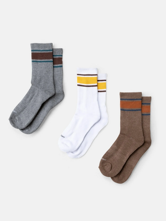 Rhythm Stripe 3-Pack Crew Sock
