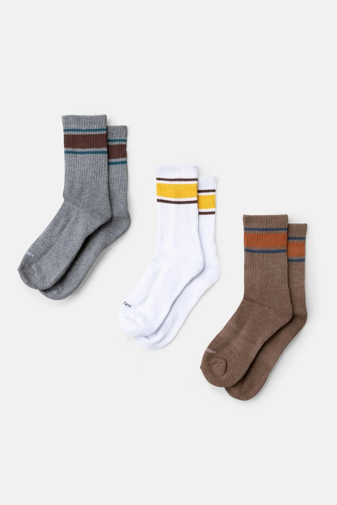 Rhythm Stripe 3-Pack Crew Sock