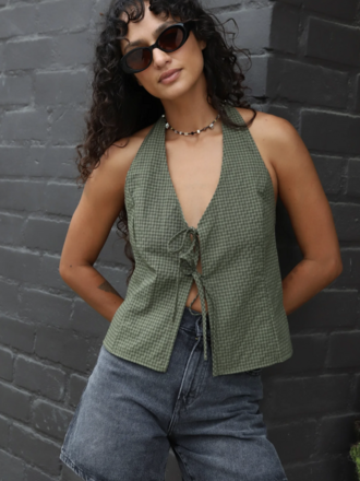 Louise Check Halter Top