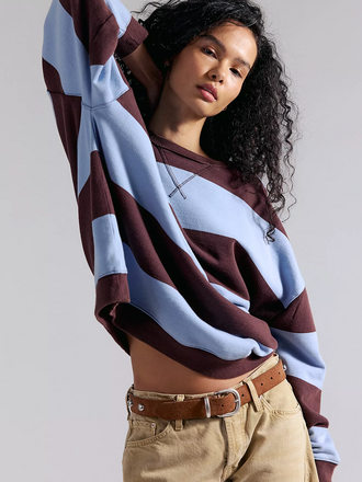 Free People Classic Striped Oversized Crew