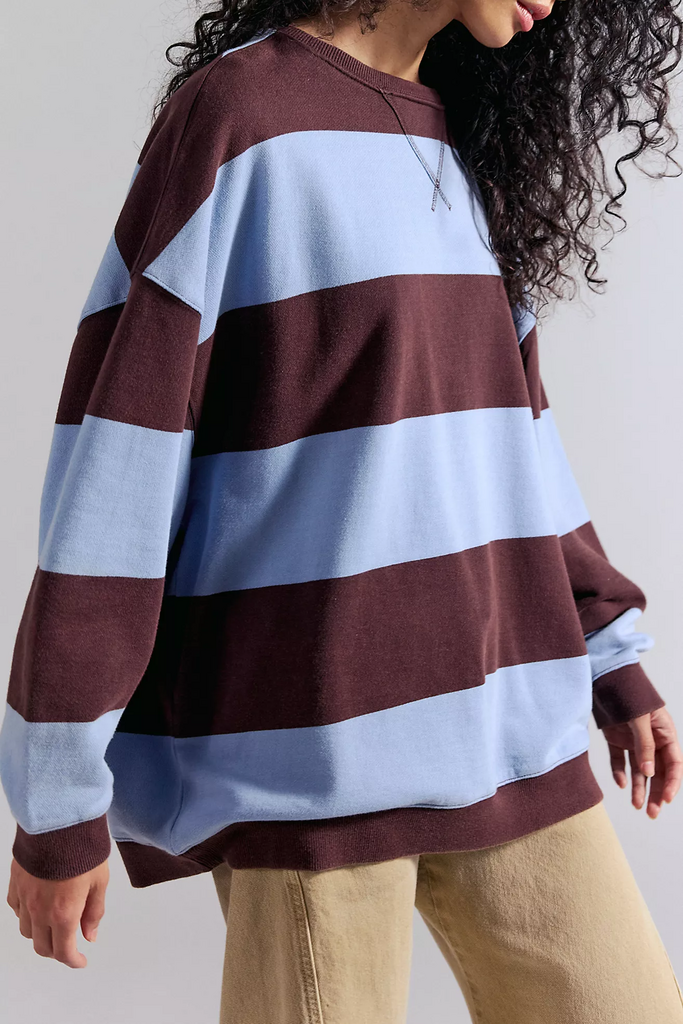 Free People Classic Striped Oversized Crew
