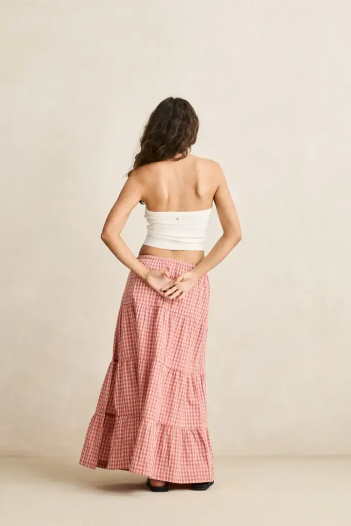 Rhythm Kirra Check Tiered Maxi Skirt