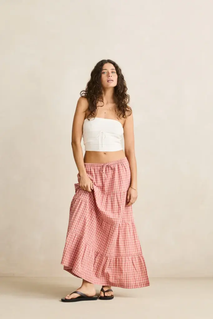 Rhythm Kirra Check Tiered Maxi Skirt