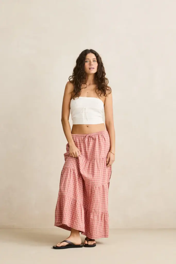 Rhythm Kirra Check Tiered Maxi Skirt